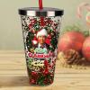 Spoontiques – Glitter Filled Acrylic Tumbler – Glitter Cup with Straw – 20 oz - Stainless Steel Locking Lid with Straw – Double Wall Insulated – BPA Free – Merry Clarksmas