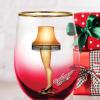 Spoontiques Stemless Wine Glass, 20oz – Lidless Drink Tumbler for Cold Beverages – A Christmas Story(Leg Lamp)