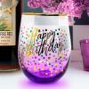 Spoontiques Stemless Wine Glass, 20oz – Lidless Drink Tumbler for Cold Beverages – A Christmas Story(Purple)
