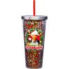 Spoontiques – Glitter Filled Acrylic Tumbler – Glitter Cup with Straw – 20 oz - Stainless Steel Locking Lid with Straw – Double Wall Insulated – BPA Free – Merry Clarksmas