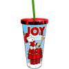 Spoontiques Acrylic Foil Cup with Straw, 20oz – Metallic Locking, Double Wall Insulated, BPA Free – Peanuts Snoopy Christmas