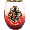 Spoontiques Stemless Wine Glass, 20oz – Lidless Drink Tumbler for Cold Beverages – A Christmas Story(Hogwarts Crest)