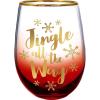 Spoontiques Stemless Wine Glass, 20oz – Lidless Drink Tumbler for Cold Beverages – A Christmas Story(Jingle All the Way)