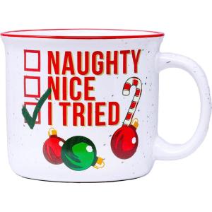 Spoontiques – I Tried Camper Mug – Cute Ceramic Campfire Mug – Great for Outdoor Lovers, Backpackers, Adventurers – Friends & Family Gifts