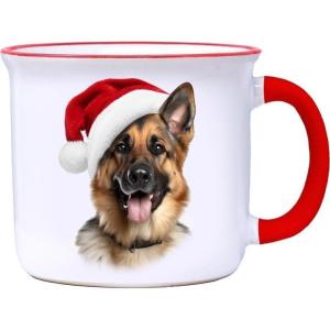 Spoontiques Beagle Christmas Ceramic Camper Mug, 14oz – Microwave & Dishwasher Safe, for Cold & Hot Beverages(German Shepherd Christmas)
