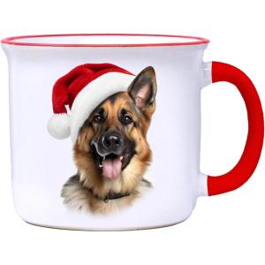 Spoontiques Beagle Christmas Ceramic Camper Mug, 14oz – Microwave & Dishwasher Safe, for Cold & Hot Beverages(Golden Retriever Christmas)