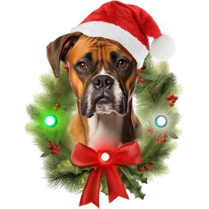 Spoontiques Boxer Ornament – Christmas Light Up Ornaments – Wooden Decorations with LED Lights – Batteries Included – 4″x5″ with Hanging Rope