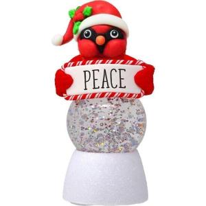 Spoontiques Cardinal Peace Water Globe – Small Holiday Light Up Snowglobe Novelty for Tree, Mantle, Tabletop – Indoor Christmas Decoration for Seasonal Display (2.25″ x 2.25″ x 5″)(Cardinal Peace)