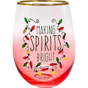 Spoontiques Making Spirits Bright Stemless Glass Red 20 oz