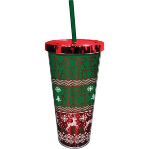 Spoontiques More Naughty Than Nice Foil Cup w/Straw