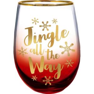 Spoontiques Stemless Wine Glass, 20oz – Lidless Drink Tumbler for Cold Beverages – A Christmas Story(Jingle All the Way)