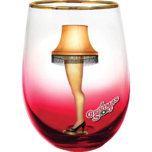 Spoontiques Stemless Wine Glass, 20oz – Lidless Drink Tumbler for Cold Beverages – A Christmas Story(Leg Lamp)