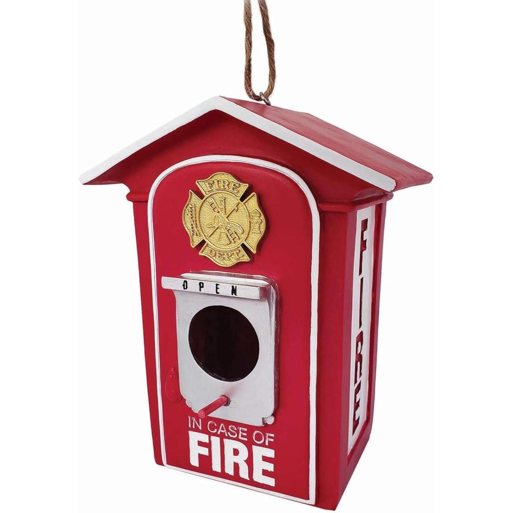 image:imageSpoontiques  Birdhouse  Garden Dcor  Decorative Bird House for Yard and Garden Decoration  Hanging Novelty for Outdoor Patio  Fire Box Birdhouse Red