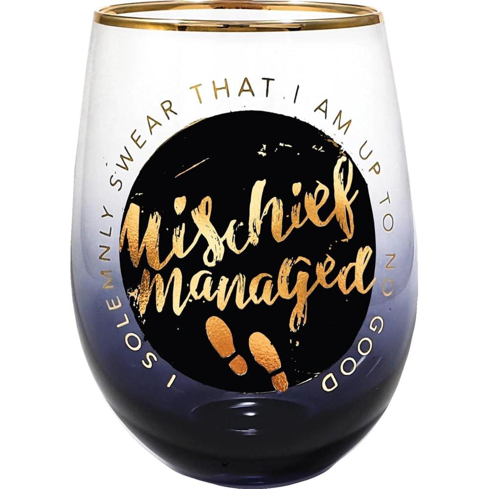 image:imageSpoontiques Harry Potter Acrylic Wine Tumbler Acrylic Stemless Wine Glass 20 oz 5 58 Tall Mischief Managed