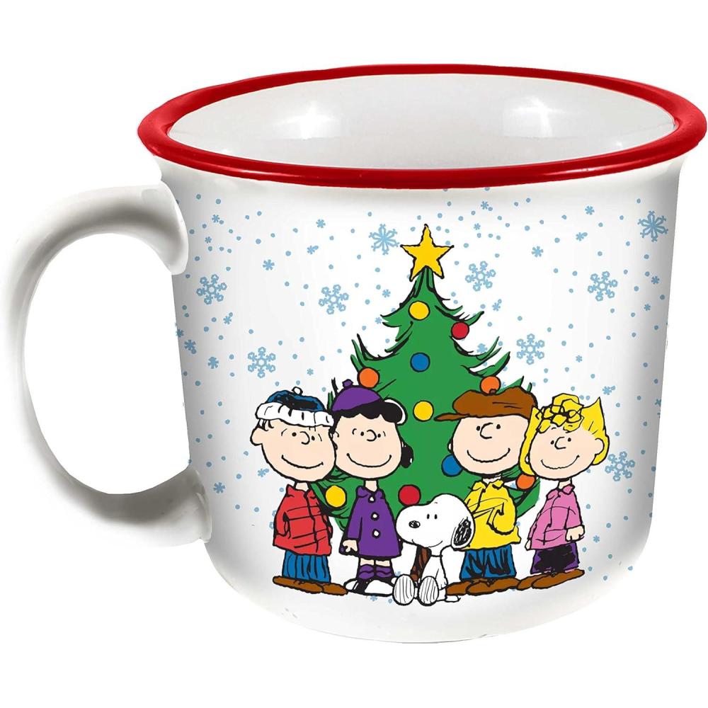 image:imageSpoontiques Elf Christmas Ceramic Camper Mug 14oz Microwave amp Dishwasher Safe for Cold amp Hot Beverages SmilingPeanuts Christmas