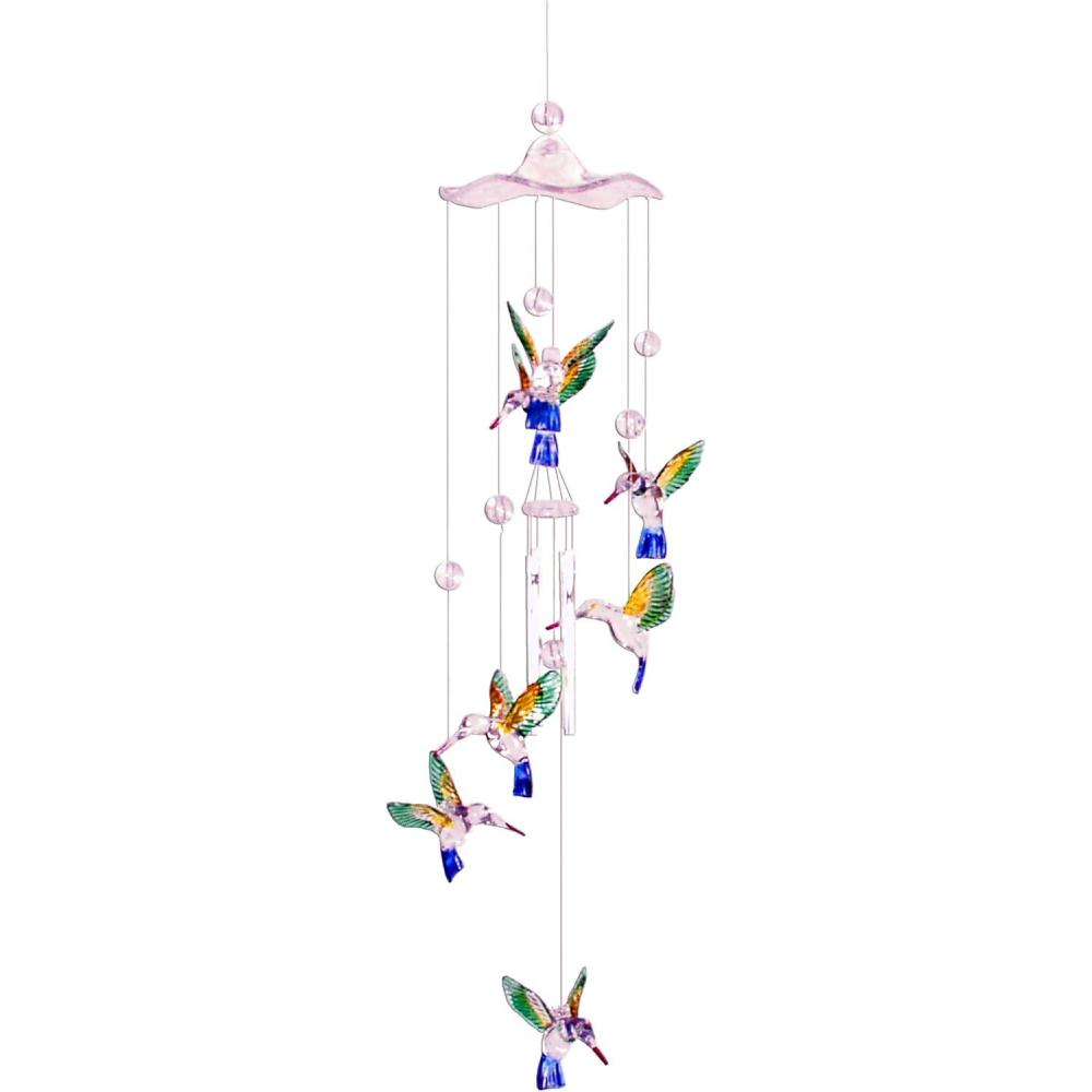 image:imageSpoontiques Hummingbirds Flying Acrylic Wind Chime Outdoor Garden Dcor Decorative Chimes for Yard Garden Backyard and Patio Decoration