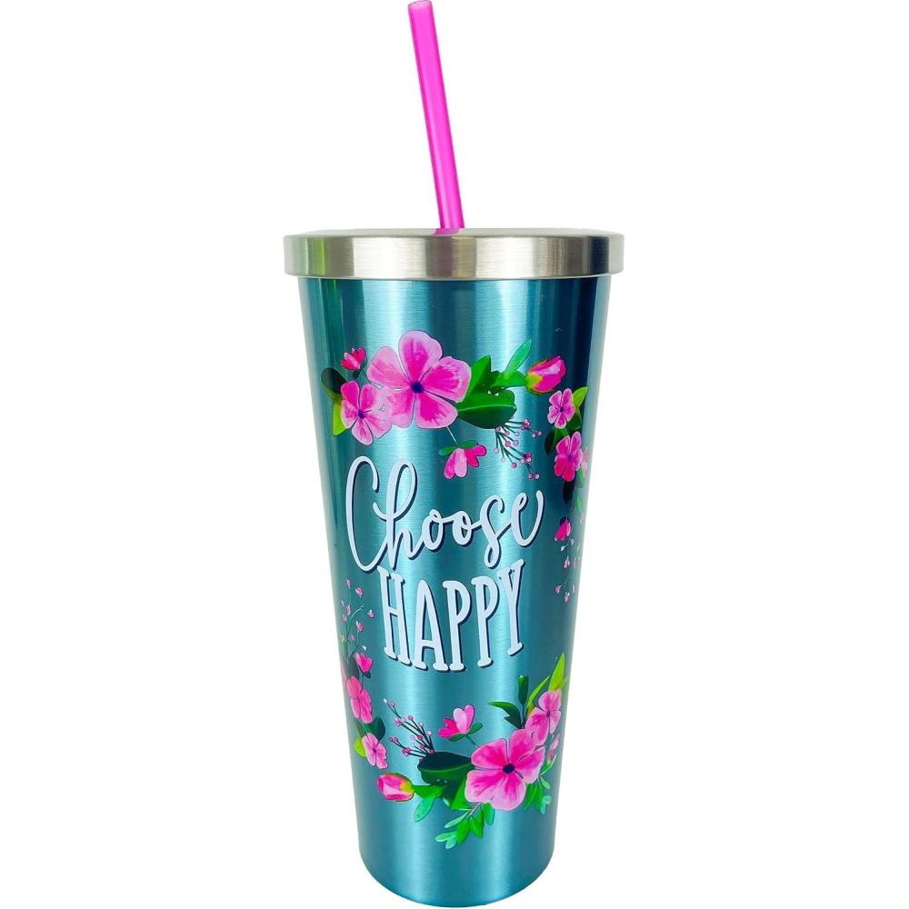 image:imageSpoontiques Stainless Steel w Steel Cup with Straw 24 Oz Mama Bear18258Choose Happy