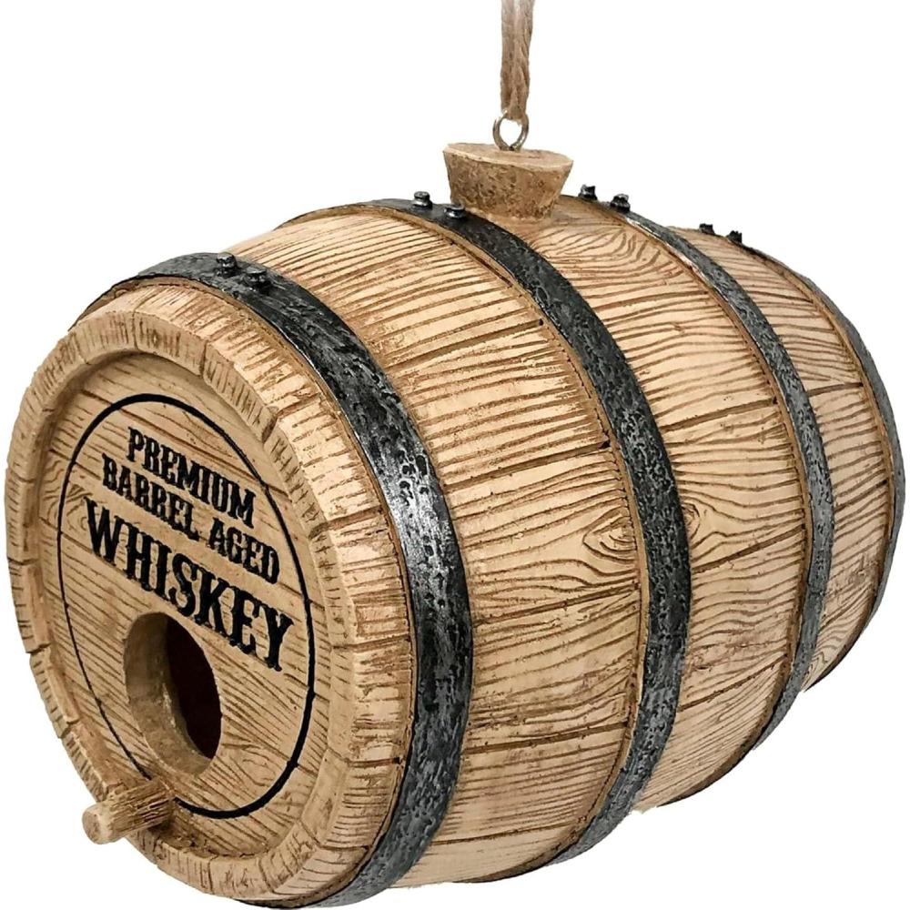 image:imageSpoontiques Whiskey Barrel Birdhouse Garden Dcor Decorative Bird House for Yard and Garden Decoration