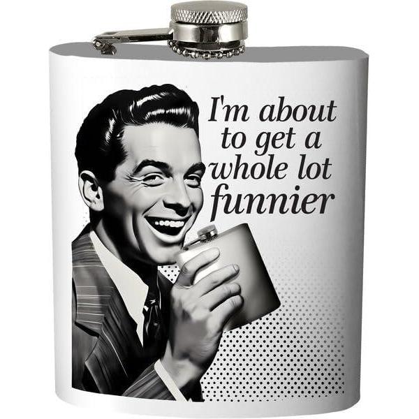 image:imageSpoontiques Whole Lot Funnier Stainless Steel Hip Flask Functional Drinkware 7oz Liquid Capacity with Stainless Steel Refill Funnel 4 Tall Gift for Birthday Bachelor or Bachelorette Party