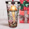 Spoontiques – Glitter Filled Acrylic Tumbler – Glitter Cup with Straw – 20 oz - Stainless Steel Locking Lid with Straw – Double Wall Insulated – BPA Free – Leg Lamp