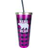 Spoontiques Stainless Steel w Steel Cup with Straw, 24 Oz, Mama Bear,18258(Mama Bear)