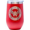 Spoontiques Wonder Woman Etched Stainless Steel Tumbler – Insulated Wine Tumbler with Lid – Double Wall Stainless Steel Stemless Wine Glass – 16oz – 5 5/8″ Tall