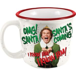 Spoontiques Elf Christmas Ceramic Camper Mug, 14oz – Microwave & Dishwasher Safe, for Cold & Hot Beverages – Smiling(Elf)