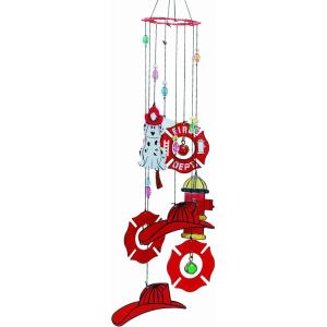 Spoontiques Metal Firefighter Wind Chime – Outdoor Garden Décor – Decorative Chimes for Yard, Garden, Backyard and Patio Decoration