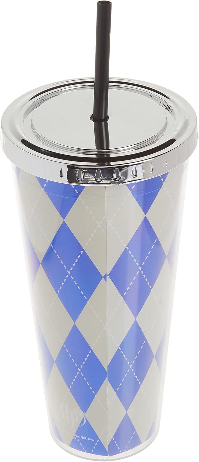 image:imageSpoontiques Harry Potter Acrylic Foil Cup with Straw 20oz Metallic Locking Double Wall Insulated BPA Free Ravenclaw