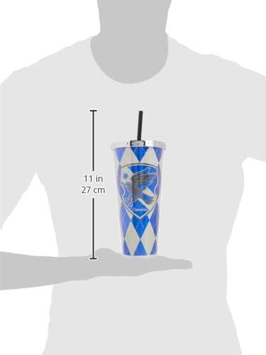 image:imageSpoontiques Harry Potter Acrylic Foil Cup with Straw 20oz Metallic Locking Double Wall Insulated BPA Free Ravenclaw