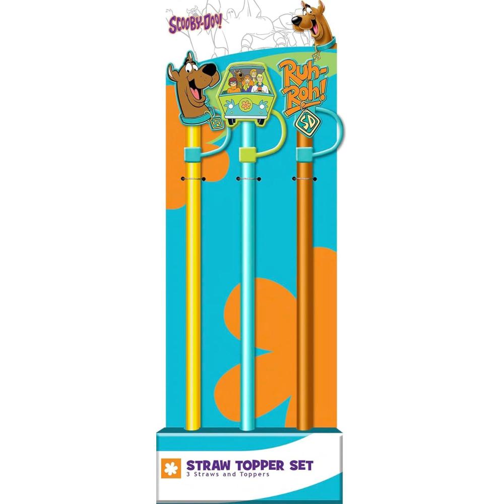 image:imageSpoontiques Harry Potter Straw Topper Set 3 Pack  125 BPAFree Straws wSilicone Charm Topper Ideal for Water Bottles Travel Mugs TumblersScooby Doo