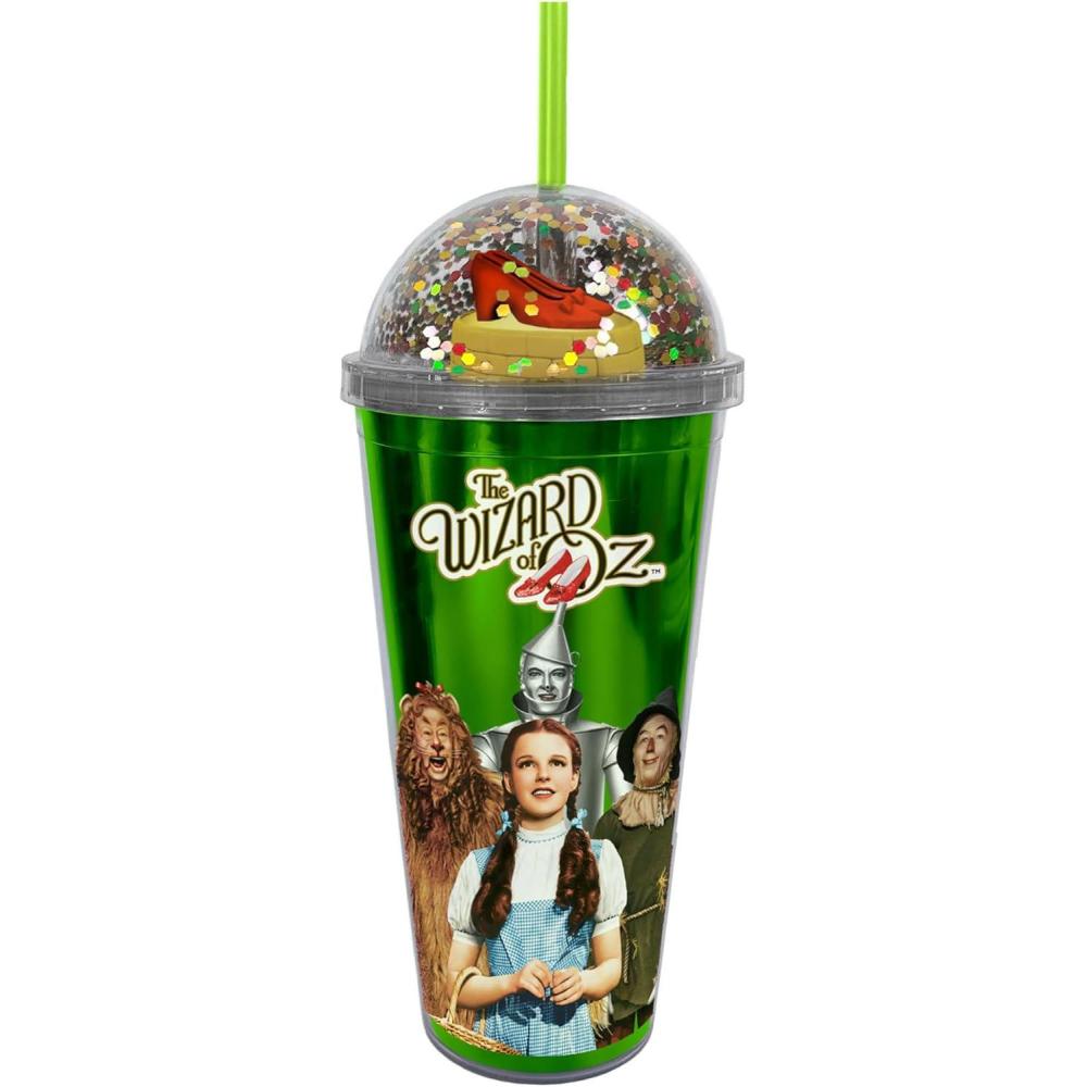 image:imageSpoontiques Wizard of Oz Dome Top Tumbler 20oz GlitterFilled Dome Top with Enclosed Figurine amp Coordinating Reusable Straw 10 Tall Double Wall Insulated Travel Cup