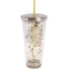 Spoontiques – Harry Potter Tumbler – Hufflepuff Glitter Cup with Straw – 20 oz – Acrylic – Yellow