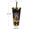Spoontiques Harry Potter Acrylic Foil Cup with Straw, 20oz – Metallic Locking, Double Wall Insulated, BPA Free – Hufflepuff