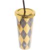 Spoontiques Harry Potter Acrylic Foil Cup with Straw, 20oz – Metallic Locking, Double Wall Insulated, BPA Free – Hufflepuff