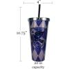 Spoontiques Harry Potter Acrylic Foil Cup with Straw, 20oz – Metallic Locking, Double Wall Insulated, BPA Free – Ravenclaw