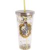 Spoontiques – Harry Potter Tumbler – Hufflepuff Glitter Cup with Straw – 20 oz – Acrylic – Yellow