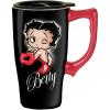 Spoontiques – Insulated Travel Mug – Betty Boop Hearts Ceramic Coffee Cup – Coffee Lovers Gift – Funny Coffee Mug – 15 oz – Black