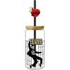Spoontiques Elvis Glass w/Lid and Straw Charm, 20oz – 6.75” Tall Decorative Glass, Straw Included, Ideal for Hot & Cold Beverages