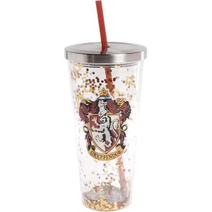 Spoontiques – Harry Potter Tumbler – Gryffindor Glitter Cup with Straw – 20 oz – Acrylic – Red