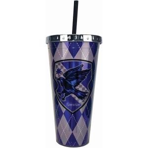 Spoontiques Harry Potter Acrylic Foil Cup with Straw, 20oz – Metallic Locking, Double Wall Insulated, BPA Free – Ravenclaw