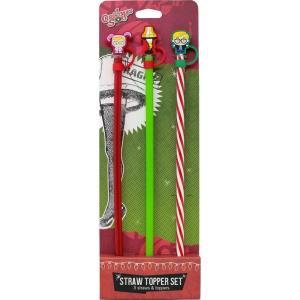 Spoontiques Harry Potter Straw Topper Set, 3 Pack – 12.5”, BPA-Free Straws w/Silicone Charm Topper, Ideal for Water Bottles, Travel Mugs, Tumblers(Christmas Story)