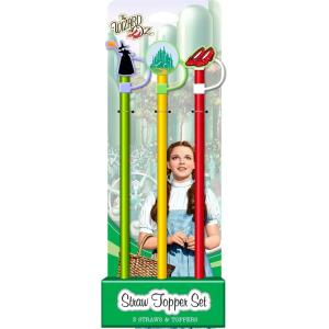 Spoontiques Harry Potter Straw Topper Set, 3 Pack – 12.5”, BPA-Free Straws w/Silicone Charm Topper, Ideal for Water Bottles, Travel Mugs, Tumblers(Wizard of Oz)