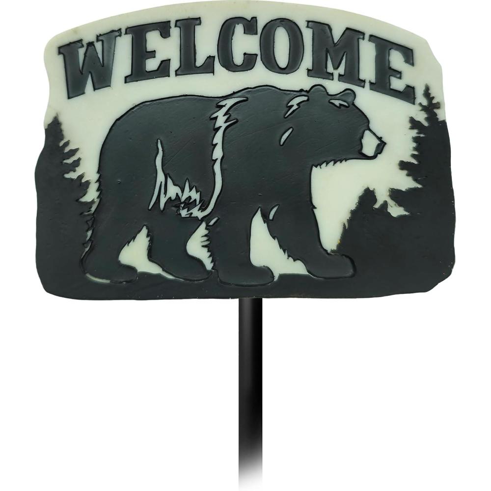 image:imageSpoontiques Garden Dcor Garden Stake Decorative Stake for Lawn and Yard 24 High Durable Weather Resistant Resin Sign for Home Dcor Bear Garden Stake