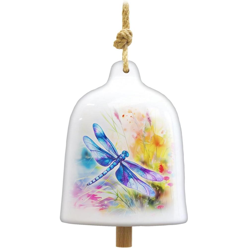 image:imageSpoontiques Dragonfly Garden Bell  Decorative Ceramic Bell for Yard and Garden Decoration Indoor and Outdoor Dcor