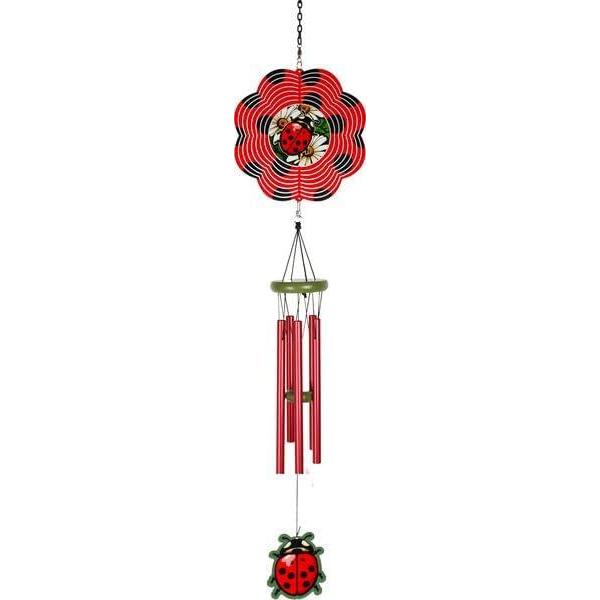 image:imageSpoontiques Ladybug Wind Spinner Chime Outdoor Garden Dcor Decorative Chimes for Yard Garden Backyard and Patio Decoration