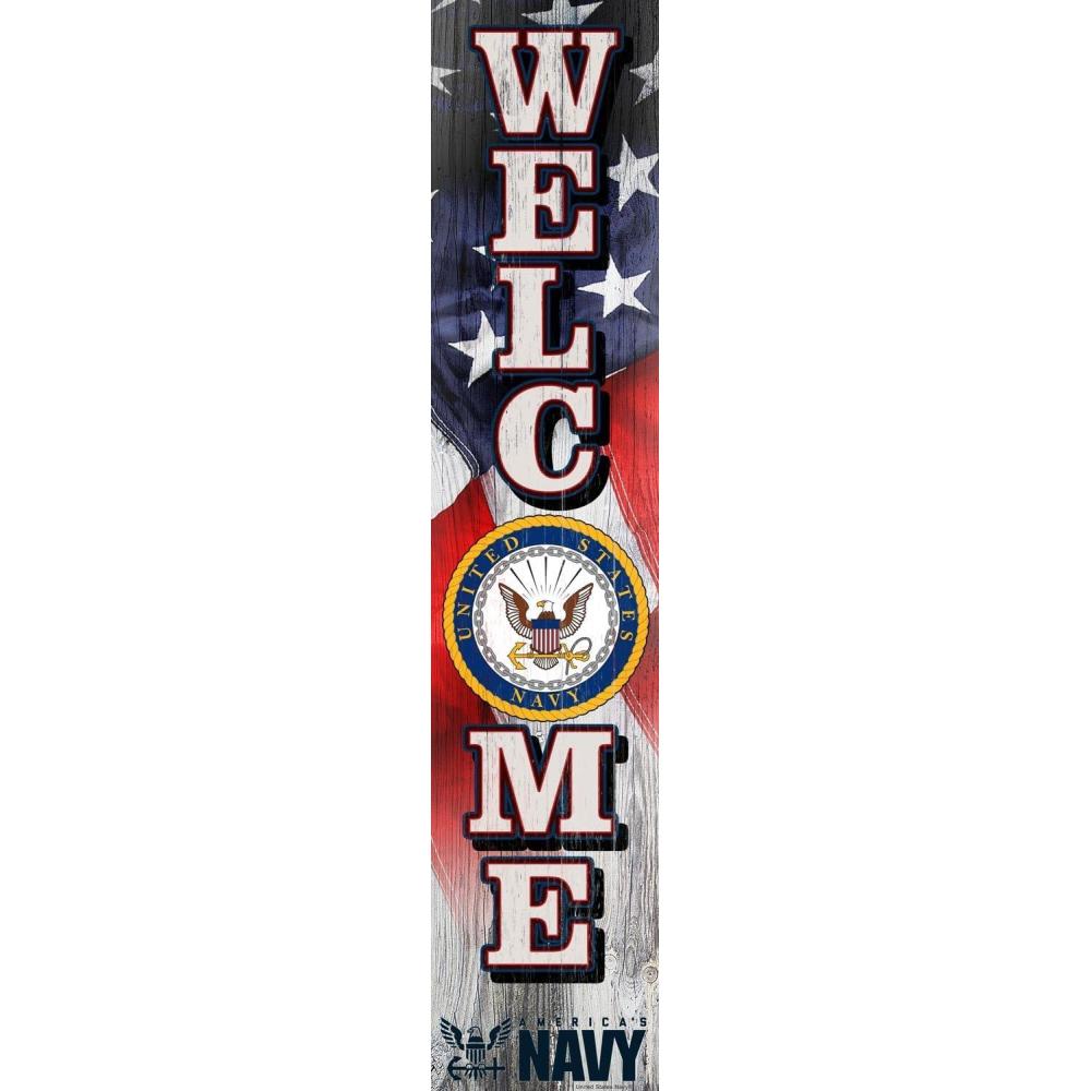 image:imageSpoontiques Navy Porch Sign  Decorative Home Dcor Wooden Signs  Rustic Outdoor Decoration  Durable and Weatherproof  Entryway Decoration  8 x 40