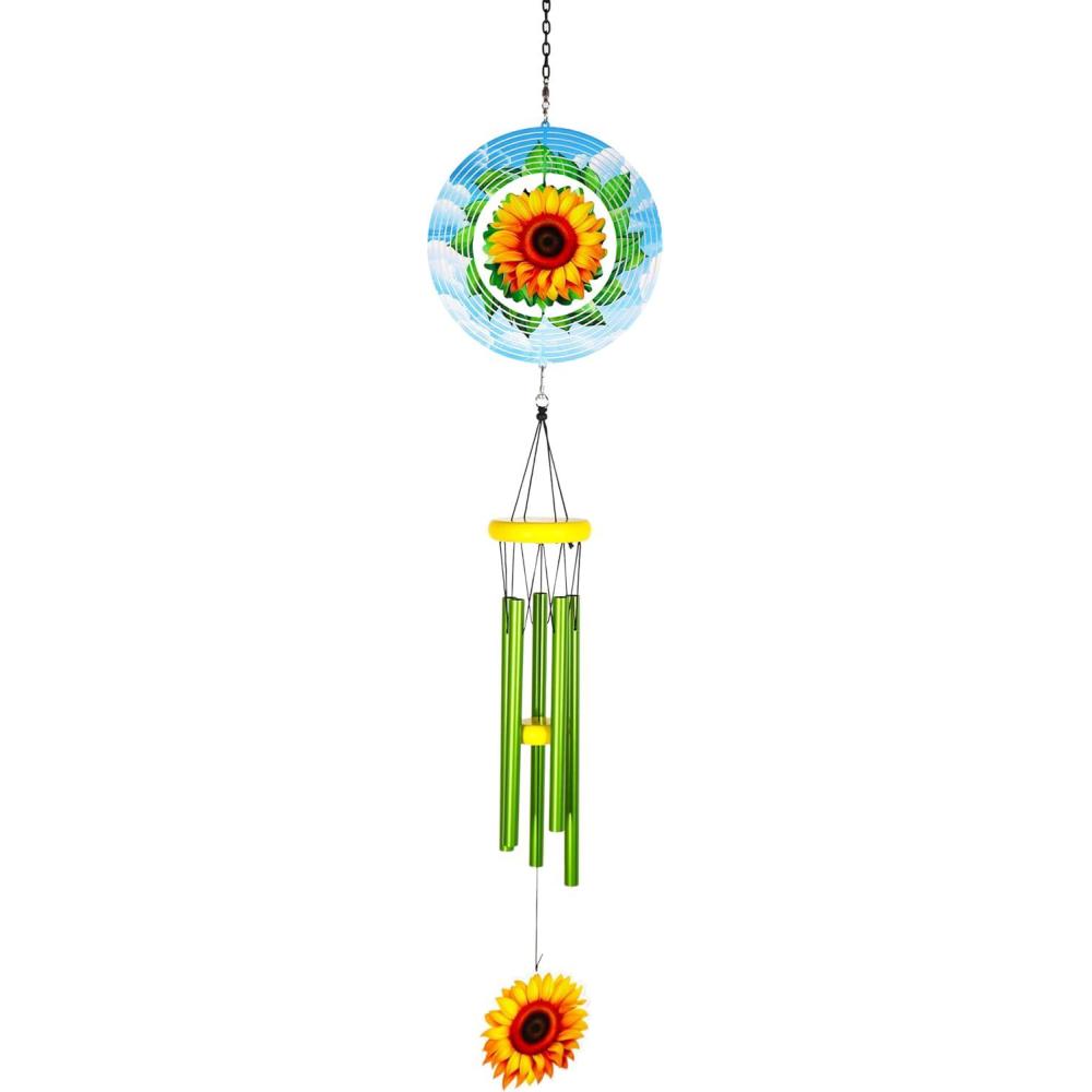 image:imageSpoontiques Sunflower Wind Spinner Chime Outdoor Garden Dcor Decorative Chimes for Yard Garden Backyard and Patio Decoration