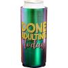Spoontiques – Neoprene Can Cooler – Durable Insulated Neoprene Holder for Cans or Bottles – Metallic Finish with Glitter Accents – Perfect for Parties or Gifts – Big Foot Can Cooler(Done Adulting  Slim)
