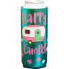 Spoontiques – Neoprene Can Cooler – Durable Insulated Neoprene Holder for Cans or Bottles – Metallic Finish with Glitter Accents – Perfect for Parties or Gifts – Big Foot Can Cooler(Happy Camper  Slim)